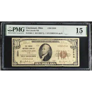 $10 1929 small brown seal. Small National Bank Notes 1801-1