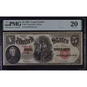 $5  Small Red, scalloped Legal Tender Issues 91