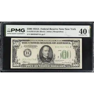 $500 1934-A.  High Denomination Notes 2202-B