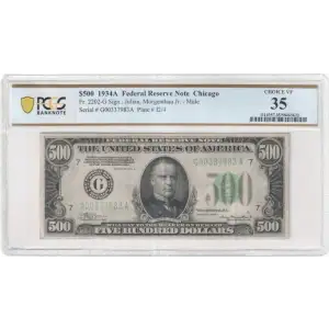$500 1934-A.  High Denomination Notes 2202-G (2)