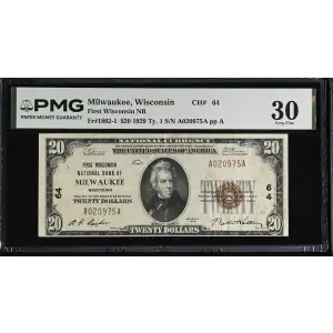 $20 1929 small brown seal. Small National Bank Notes 1802-1 (2)
