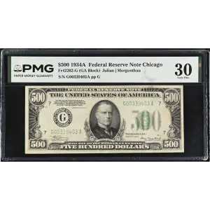 $500 1934-A.  High Denomination Notes 2202-G