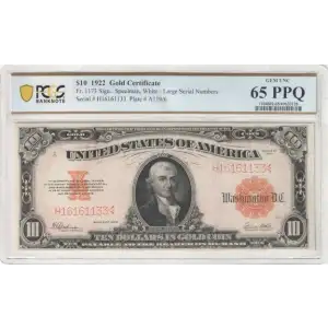 $10 1922 Gold Gold Certificates 1173 (2)