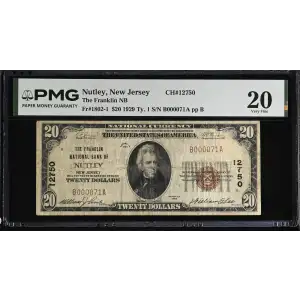 $20 1929 small brown seal. Small National Bank Notes 1802-1 (2)