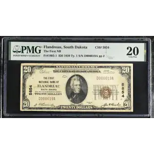 $20 1929 small brown seal. Small National Bank Notes 1802-1