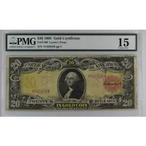 $20 1905 Small Red Gold Certificates 1180