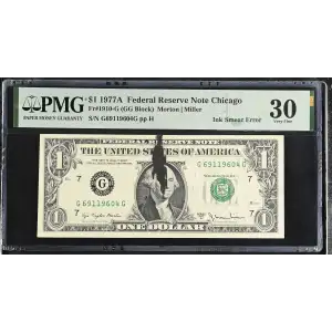 $1 1977-A. Green seal. Small Size $1 Federal Reserve Notes 1910-G